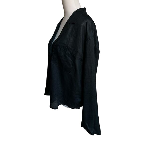 Madewell Shirt Women's XL Black Resort Long-Sleeve Collared Semi-Sheer Button Up - Picture 3 of 8